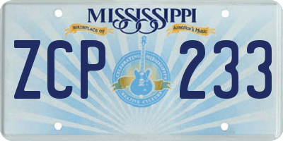 MS license plate ZCP233