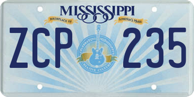 MS license plate ZCP235