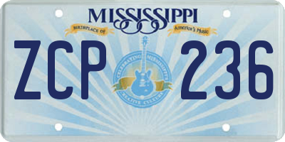 MS license plate ZCP236