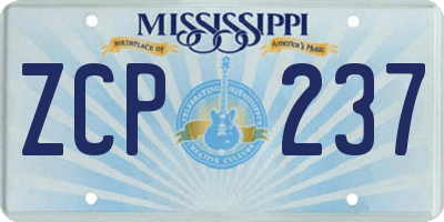 MS license plate ZCP237