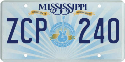MS license plate ZCP240