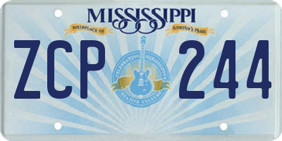 MS license plate ZCP244