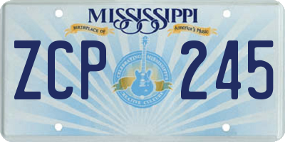 MS license plate ZCP245