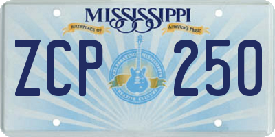 MS license plate ZCP250