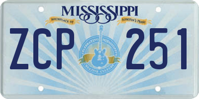 MS license plate ZCP251