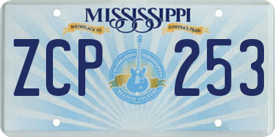 MS license plate ZCP253