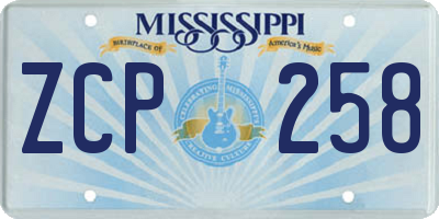 MS license plate ZCP258
