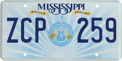MS license plate ZCP259