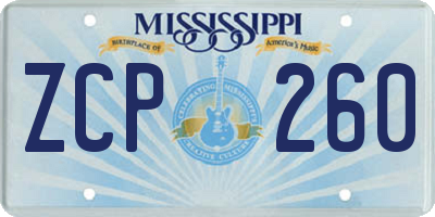MS license plate ZCP260