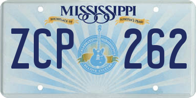 MS license plate ZCP262