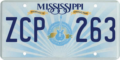 MS license plate ZCP263