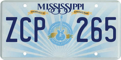 MS license plate ZCP265