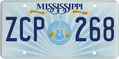 MS license plate ZCP268