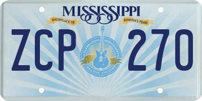 MS license plate ZCP270