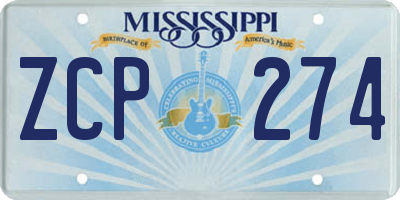 MS license plate ZCP274