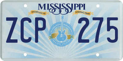 MS license plate ZCP275