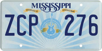 MS license plate ZCP276