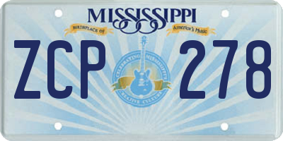 MS license plate ZCP278