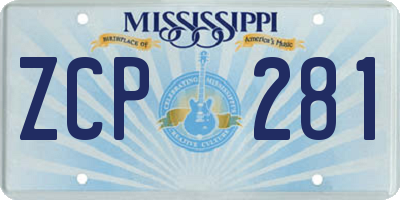 MS license plate ZCP281