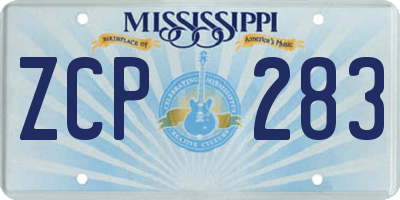 MS license plate ZCP283