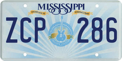 MS license plate ZCP286