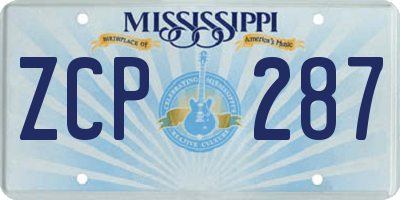 MS license plate ZCP287