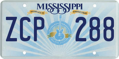 MS license plate ZCP288