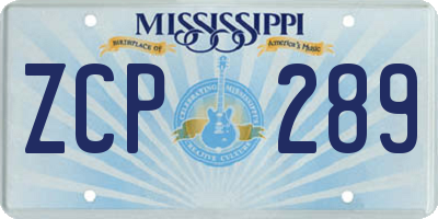 MS license plate ZCP289