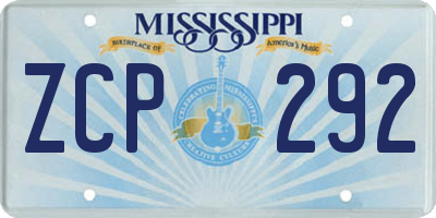 MS license plate ZCP292