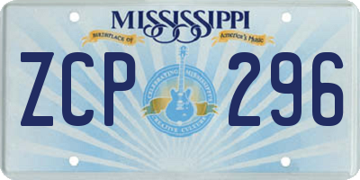 MS license plate ZCP296
