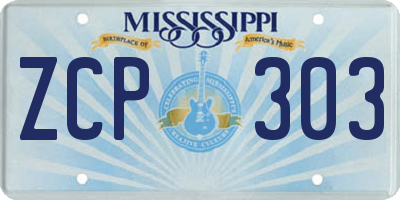 MS license plate ZCP303