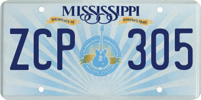 MS license plate ZCP305
