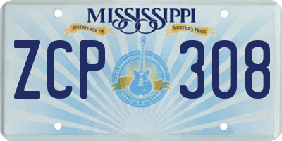 MS license plate ZCP308