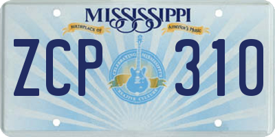 MS license plate ZCP310