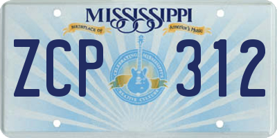 MS license plate ZCP312