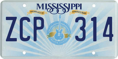 MS license plate ZCP314