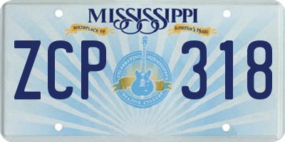 MS license plate ZCP318