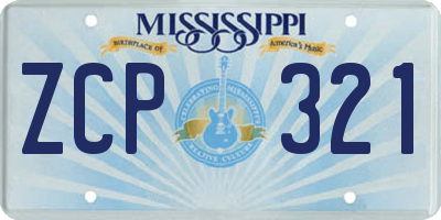MS license plate ZCP321