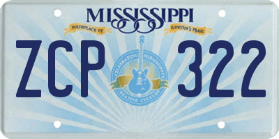 MS license plate ZCP322