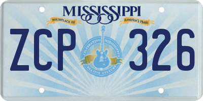 MS license plate ZCP326