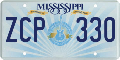 MS license plate ZCP330