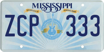 MS license plate ZCP333