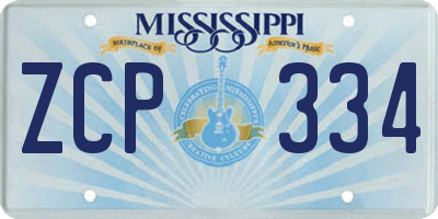 MS license plate ZCP334