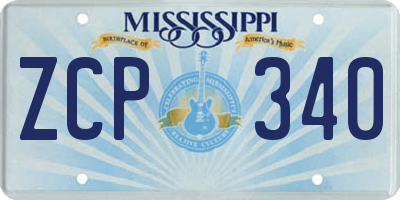 MS license plate ZCP340