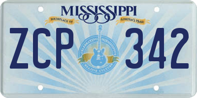 MS license plate ZCP342