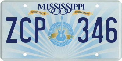 MS license plate ZCP346