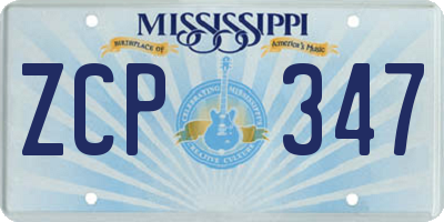 MS license plate ZCP347