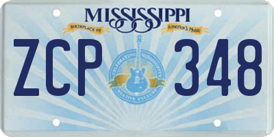 MS license plate ZCP348
