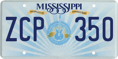 MS license plate ZCP350