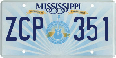 MS license plate ZCP351